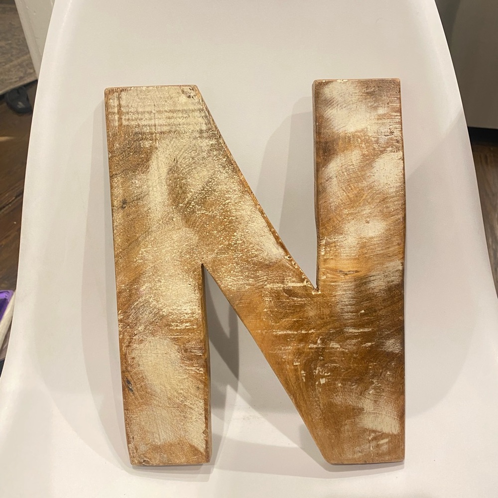Wooden N - farmhouse decor with distressed look